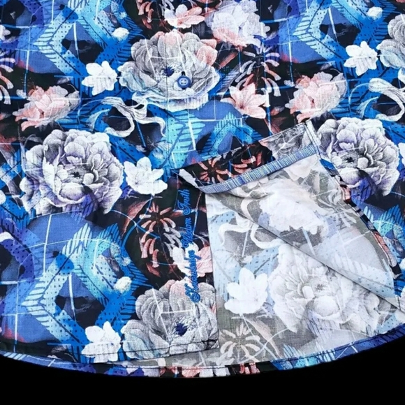 Robert Graham Geometric Floral Colorful Mens Large Blue Multicolor Sport Shirt - Picture 6 of 8